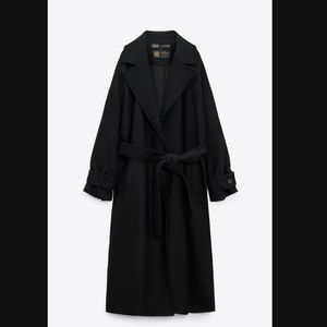 Zara Women Limited Edition Belted Wool Coat Black | 2580/744 XS